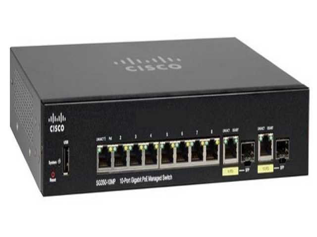 سوئیچ شبکه سیسکو SG350-10MP Cisco SG350-10MP 10-Port Gigabit PoE Managed Switch