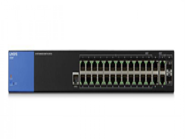 سوئیچ شبکه لینک سیس 24 پورت 10/100/1000 مدیریتیPOE+ به همراه به دو پورت گیگ و دو پورت SFP 